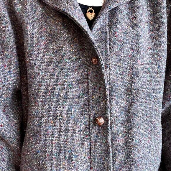 Vintage 80s Womens Larry Levine Donegal Rainbow Tweed Bomber Jacket Sz L - Picture 11 of 12